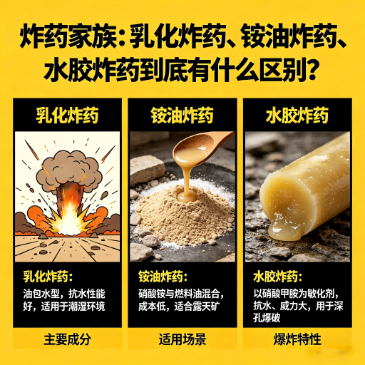 彰武炸药家族：乳化炸药、铵油炸药、水胶炸药到底有什么区别？